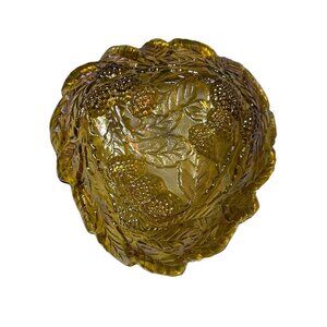 Vintage Indiana Glass Loganberry Candy Dish Triangular Amber Carnival Glass‎